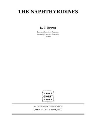 خرید و دانلود نسخه کامل کتاب The Chemistry of Heterocyclic Compounds, The Naphthyridines