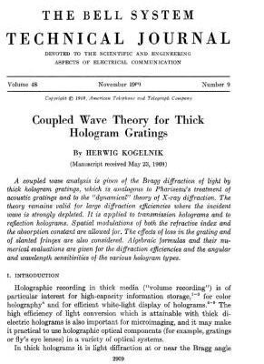 خرید و دانلود نسخه کامل کتاب The coupled wave theory for thick hologram gratings