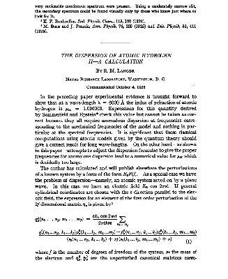 خرید و دانلود نسخه کامل کتاب The Dispersion of Atomic Hydrogen II-A Calculation