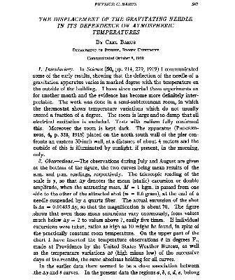 خرید و دانلود نسخه کامل کتاب The Displacement of the Gravitating Needle in its Dependence on Atmospheric Temperatures