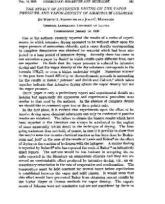 خرید و دانلود نسخه کامل کتاب The Effect of Intensive Drying on the Vapor Pressure and Vapor Density of Ammonium Chloride