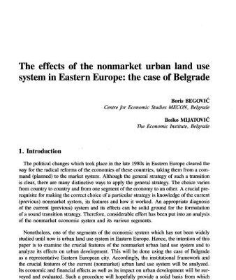 خرید و دانلود نسخه کامل کتاب The effects of the nonmarket urban land use system in Eastern Europe: the case of Belgrade