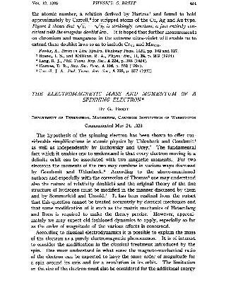 خرید و دانلود نسخه کامل کتاب The Electromagnetic Mass and Momentum of a Spinning Electron