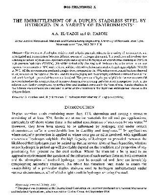خرید و دانلود نسخه کامل کتاب The Embrittlement Of A Duplex Stainless Steel By Hydrogen In A Variety Of Environments