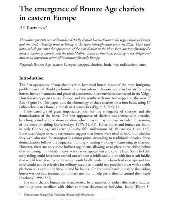 خرید و دانلود نسخه کامل کتاب The emergence of Bronze Age chariots in eastern Europe