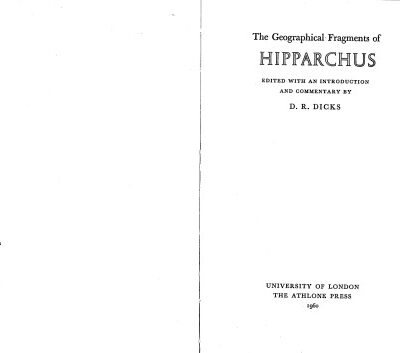 خرید و دانلود نسخه کامل کتاب The Geographical Fragments of Hipparchus