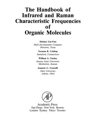 خرید و دانلود نسخه کامل کتاب The Handbook of Infrared and Raman Characteristic Frequencies of Organic Molecules