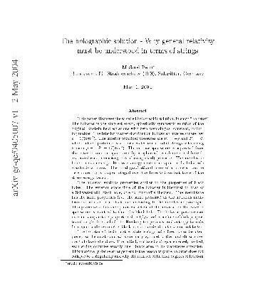 خرید و دانلود نسخه کامل کتاب The holographic solution – Why general relativity must be understood in terms of