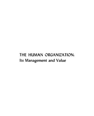 خرید و دانلود نسخه کامل کتاب The human organization: its management and value