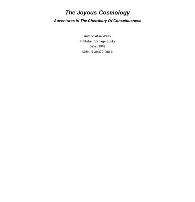 خرید و دانلود نسخه کامل کتاب The Joyous Cosmology: Adventures in the Chemistry of Consciousness