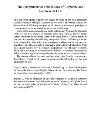 خرید و دانلود نسخه کامل کتاب The Jurisprudential Foundations of Corporate and Commercial Law