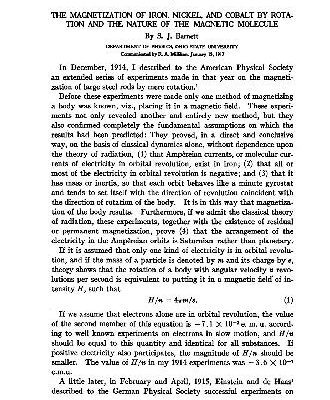خرید و دانلود نسخه کامل کتاب The Magnetization of Iron, Nickel, and Cobalt by Rotation and the Nature of the Magnetic Molecule