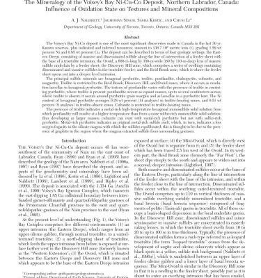 خرید و دانلود نسخه کامل کتاب The Mineralogy of the Voisey’s Bay Ni-Cu-Co Deposit, Northern Labrador, Canada Influence of Oxidation State on Textures and Mineral Compositions