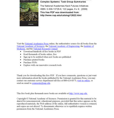خرید و دانلود نسخه کامل کتاب The National Academies Keck Futures Initiative: Complex Systems: Task Group Summaries