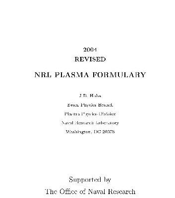 خرید و دانلود نسخه کامل کتاب The Natl. Plasma physics formulary