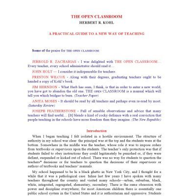 خرید و دانلود نسخه کامل کتاب The Open Classroom: A Practical Guide to a New Way of Teaching