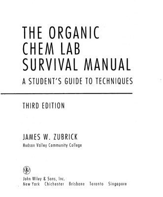 خرید و دانلود نسخه کامل کتاب The Organic Chem Lab Survival Manual