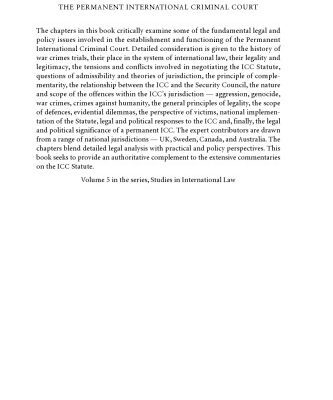 خرید و دانلود نسخه کامل کتاب The Permanent International Criminal Court: Legal and Policy Issues (Studies in International Law)