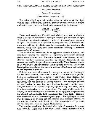 خرید و دانلود نسخه کامل کتاب The Photochemical Union of Hydrogen and Chlorine