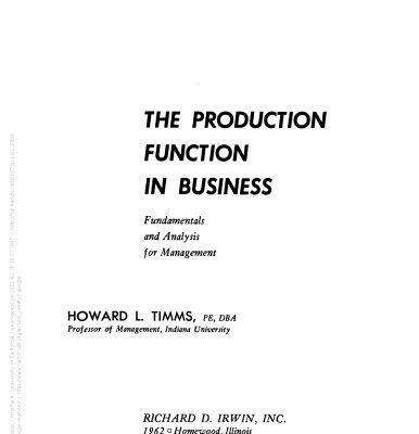 خرید و دانلود نسخه کامل کتاب The production function in business: fundamentals and analysis for management