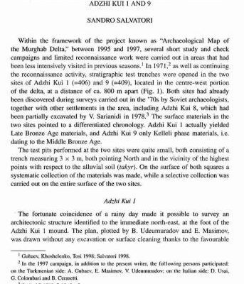 خرید و دانلود نسخه کامل کتاب The Project For The Archaeological Map Of The Murghab Delta (Turkmenistan): Stratigraphic Trial Trenches At Adzhi Kui 1 And 9