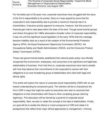 خرید و دانلود نسخه کامل کتاب The Pyramid of Corporate Social Responsibility: Toward the Moral Management of Organizational Stakeholders