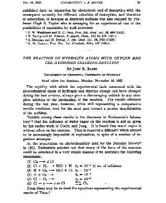 خرید و دانلود نسخه کامل کتاب The Reaction of Hydrogen Atoms with Oxygen and the Hydrogen Chlorine Reaction