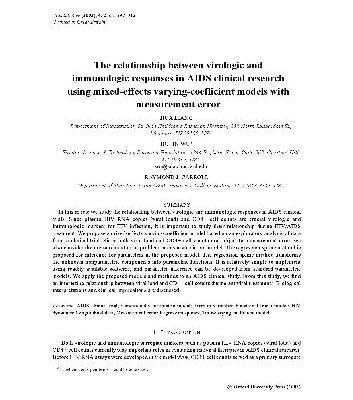 خرید و دانلود نسخه کامل کتاب The relationship between virologic and immunologic responses in AIDS clinical research using mixed-effects varying-coefficient models with measurement error