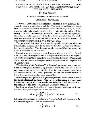 خرید و دانلود نسخه کامل کتاب The Solution of the Problem of the Simple Oscillator by a Combination of the Schroedinger and the Lanczos Theories
