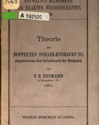 خرید و دانلود نسخه کامل کتاب Theorie der doppelten Strahlenbrechung, abgeleitet aus den Gleichungen der Mechanik (1832)