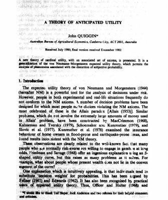 خرید و دانلود نسخه کامل کتاب Theory of anticipated utility