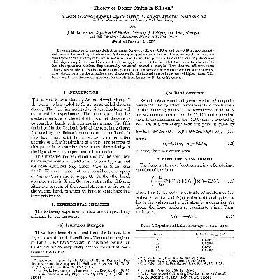 خرید و دانلود نسخه کامل کتاب Theory of Donor States in Silicon