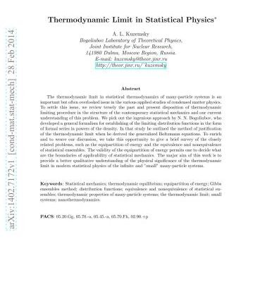 خرید و دانلود نسخه کامل کتاب Thermodynamic Limit in Statistical Physics