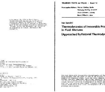 خرید و دانلود نسخه کامل کتاب Thermodynamics of Irreversible Processes in Fluid Mixtures (Approached by Rational Thermodynamics)