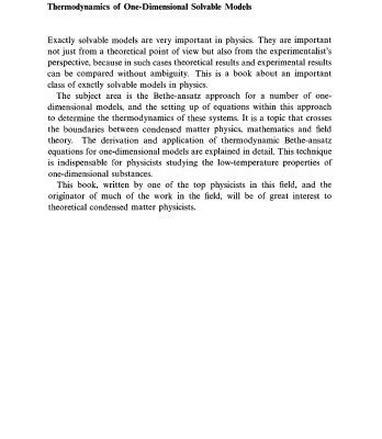 خرید و دانلود نسخه کامل کتاب Thermodynamics of One-Dimensional Solvable Models