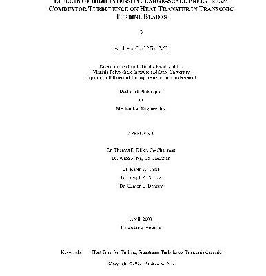 خرید و دانلود نسخه کامل کتاب Thesis-Effects of High Intensity, Large-Scale Freestream Combustor Turbulence On Heat Transfer in Transonic Turbine Blades