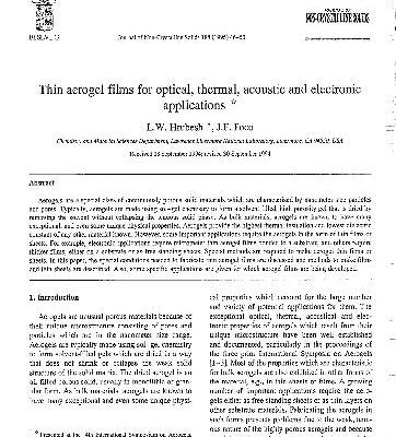 خرید و دانلود نسخه کامل کتاب Thin Aerogel Films For Optical, Thermal, Acoustic And Electr