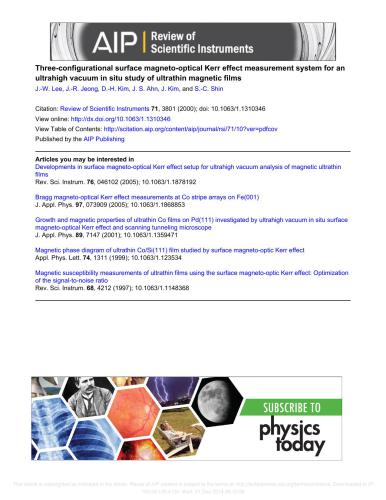 خرید و دانلود نسخه کامل کتاب Three-configurational surface magneto-optical Kerr effect measurement system for an ultrahigh vacuum in situ study of ultrathin magnetic films_68bec857f13e5.jpeg خرید و دانلود نسخه کامل کتاب Three-configurational surface magneto-optical Kerr effect measurement system for an ultrahigh vacuum in situ study of ultrathin magnetic films