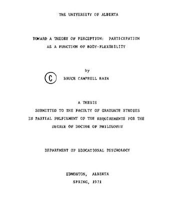 خرید و دانلود نسخه کامل کتاب Toward a theory of perception: Participation as a function of body-flexibility