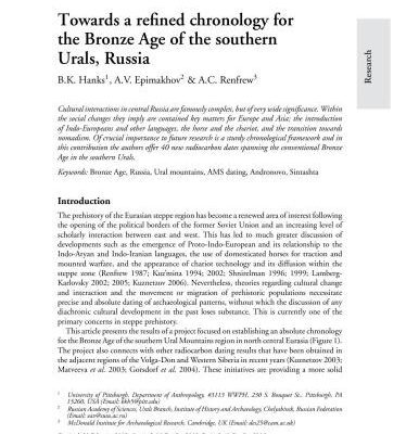 خرید و دانلود نسخه کامل کتاب Towards a refined chronology for the Bronze Age of the southern Urals, Russia