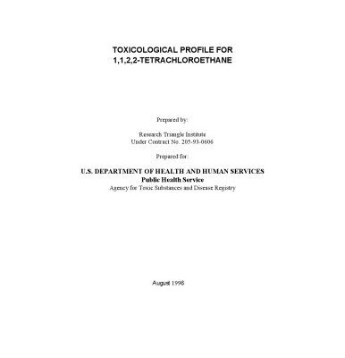 خرید و دانلود نسخه کامل کتاب Toxicological profiles – 1,1,2,2-tetrachloroethane