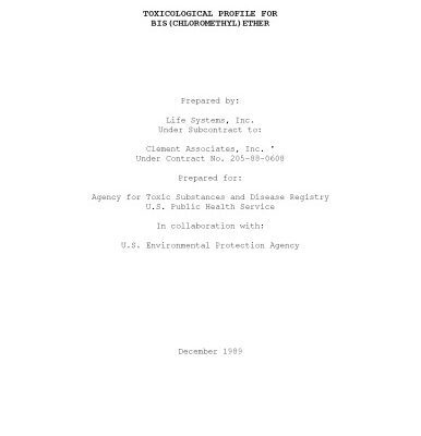 خرید و دانلود نسخه کامل کتاب Toxicological profiles – Bis(chloromethyl)ether