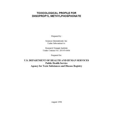 خرید و دانلود نسخه کامل کتاب Toxicological profiles – Diisopropyl methylphosphonate