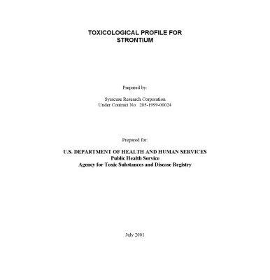 خرید و دانلود نسخه کامل کتاب Toxicological profiles – Strontium