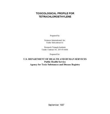 خرید و دانلود نسخه کامل کتاب Toxicological profiles – Tetrachloroethylene