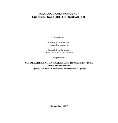 خرید و دانلود نسخه کامل کتاب Toxicological profiles – Used mineral-based crankcase oil