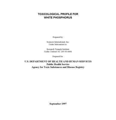 خرید و دانلود نسخه کامل کتاب Toxicological profiles – White Phosphorus