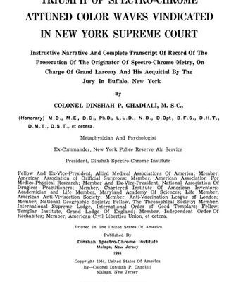 خرید و دانلود نسخه کامل کتاب Triumph of Spectro-Chrome: Attuned Color Waves Vindicated in New York Supreme Court