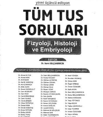 خرید و دانلود نسخه کامل کتاب Tüm Tus Soruları Fizyoloji Histoloji Embriyoloji