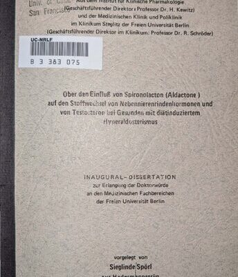 خرید و دانلود نسخه کامل کتاب Über den Einfluß von Spironolacton (Aldactone) auf den Stoffwechsel von Nebennierenrindenhormonen und von Testosteron bei Gesunden mit diätinduziertem Hyperaldosterismus